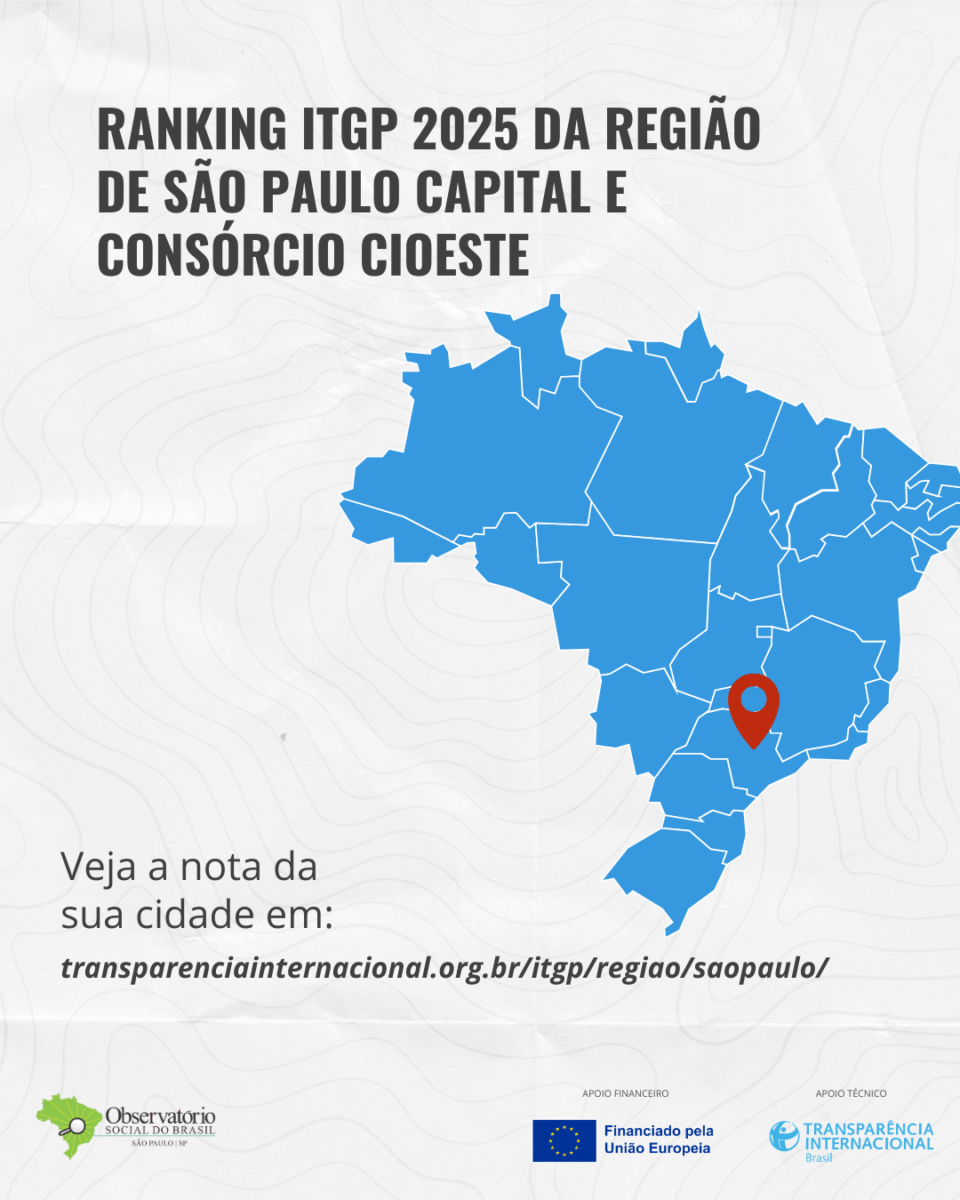 Ranking ITGP 2025 – Capital e outros 12 municípios paulistas falham em dar transparência a emendas e obras públicas